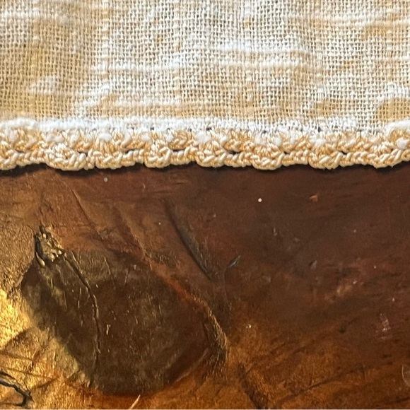 MCM 2 Dresser Scarf Embroidered Baby Deer & Momma Crochet Edge Vintage 35” L - Picture 6 of 12